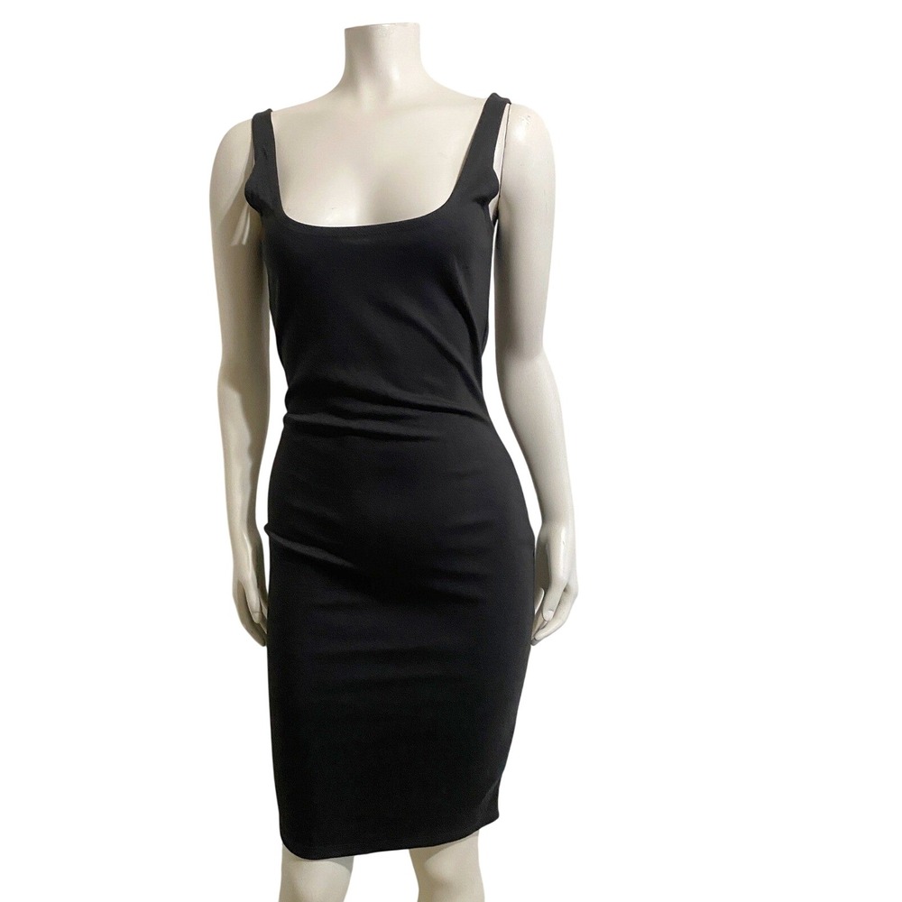 Cotton On Bodycon Mini Dress Sz Med Black Stretch Jersey Retro Vibes